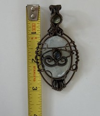 Rainbow Moonstone And Labradorite Wire Wrapped Necklace Pendent