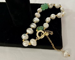 Freshwater Pearl Bracelet & Aventurine Baroque Style Size 7 Casual Or Dressup