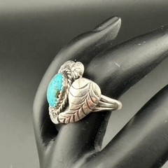 Vintage Native American Navajo Turquoise Sterling Silver Ring Size 6