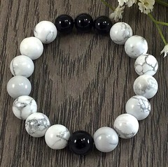 White Howlite beaded bracelet healing protection gemstone for men and women