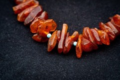 Handmade Natural Beeswax Amber Necklace Bohemian Braided Cord Hook Clasp 20.5”