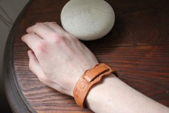 Vintage Leather Cuff Stamped Natural Bracelet Watch Strap Swedish Sweden Brown