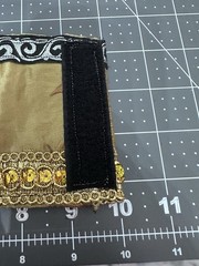 Wide Cuff Bracelet Gold Metallic Fabric Baroque Embellished Handmade OOAK 7-8