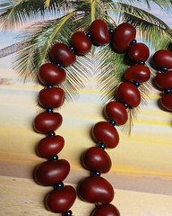 Artisan Crafted Dark Bean and Seed Bead Single Strand Necklace