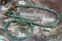 NWT Peruvian Opal Beads Stone Aqua Necklace 16/18″ South Africa $80 Beachy Boho