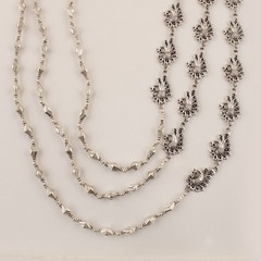 Oxidized Silver Plated Tribal Layered Necklace, Boho Statement Bib Necklace
