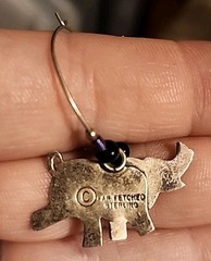 Signed Far Fetched Sterling Silver 925 Elephant Dangle Hoop Earrings