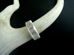 HANDCRAFTED OOAK SHED DEER, ELK ANTLER RING,SIZE 8 3/4, R-427
