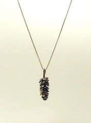 Artisan Crafted Cast Pewter Pinecone & Sterling Silver Chain Pendant Necklace