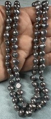 Gray Pearl Double Strand Necklace Sterling Gold Wash Ornate Clasp Amethyst 16”