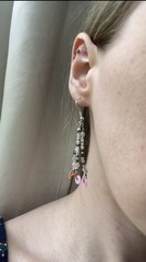 5 Pairs Womens Earrings Silver Multicolor Multishape Beaded Dangle Hoop Lobe