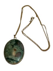 Rainforest Jasper Rhyolite AJC 1/20 12K CO. 11” Chain Pendant Necklace