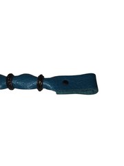 7.5″ Teal Aqua Bracelet Artisan Leather Band, Charms Handmade Hammered Z clasp