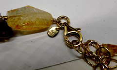 Deb GUYOT Citrine Quartz Smokey Topaz? Nugget Pearl Chunky Strand Necklace