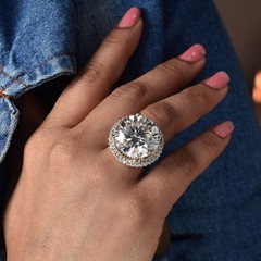 Huge 30 Ct Certificate White Diamond Solitaire Ring, Amazing Bling-FREE RESIZING