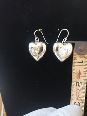 Taxco 925 Sterling Silver Puffy Hearts Dangle Earrings 8.7g 1″ x 1″