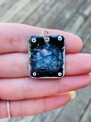 Glass Enameled Pendant or Charm handmade Glass on copper component jewelry