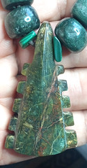 Aztec serpentine stone MACUAHUITL handmade and adjustable necklace.