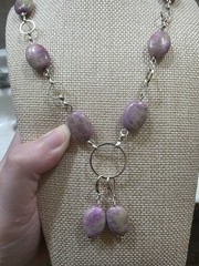 Handcrafted Stichtite Gemstone Necklace And 925 Plated Earring Set