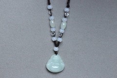 Cert’d Natural Light green A Jadeite jade Hand-Carved Maitreya Buddha Pendant