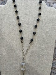 LULA N LEE WOMEN LONG NECKLACE GRAY QUARTZ 24″ INCHES LONG NEW