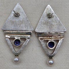 Vintage 14k Yellow Gold Sterling Silver 925 Genuine Pearl Gemstone Earrings