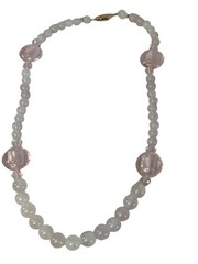 Rose Quartz Beaded Necklace Round & Oval Pink Beads Elegant Fairy Kei Nature