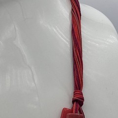 Boho Adjustable Cord Necklace Red Brown Resin Tube Beads Artisan Statement 22”
