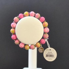 Jilzara Paisley Pink Petite Keepsake Bracelet Polymer Clay Beads Handcrafted O3