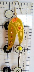 Yellow Silver Copper & Enamel Earrings Etched Floral Abstract Design Dangle Boho