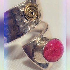 Faceted Ruby Free Size Adjustable Sterling Silver Gemstone Ring