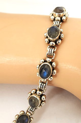 Doug Paulus 925 Sterling Silver Oval Shape Moonstone Cabochon Toggle Bracelet