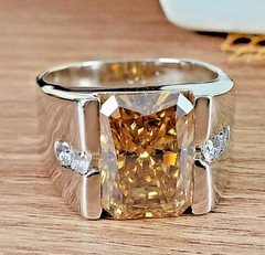 RARE 11.75 Ct Certified Champagne Diamond Men’s Ring, FREE Diamond Studs