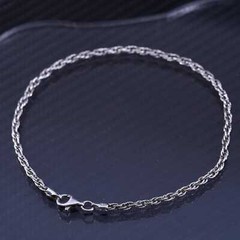 10” 3mm, Italian sterling silver 925 handmade bold rope chain bracelet anklet
