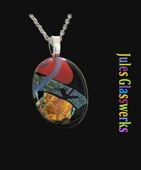 Hand Crafted Dichroic Fused Glass Pendant Necklace W/ Chain #1353