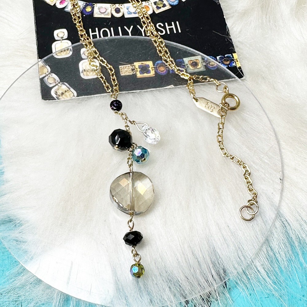 Holly Yashi Cascade Gemstone Purple Blue Crystal Pendant Gold Necklace