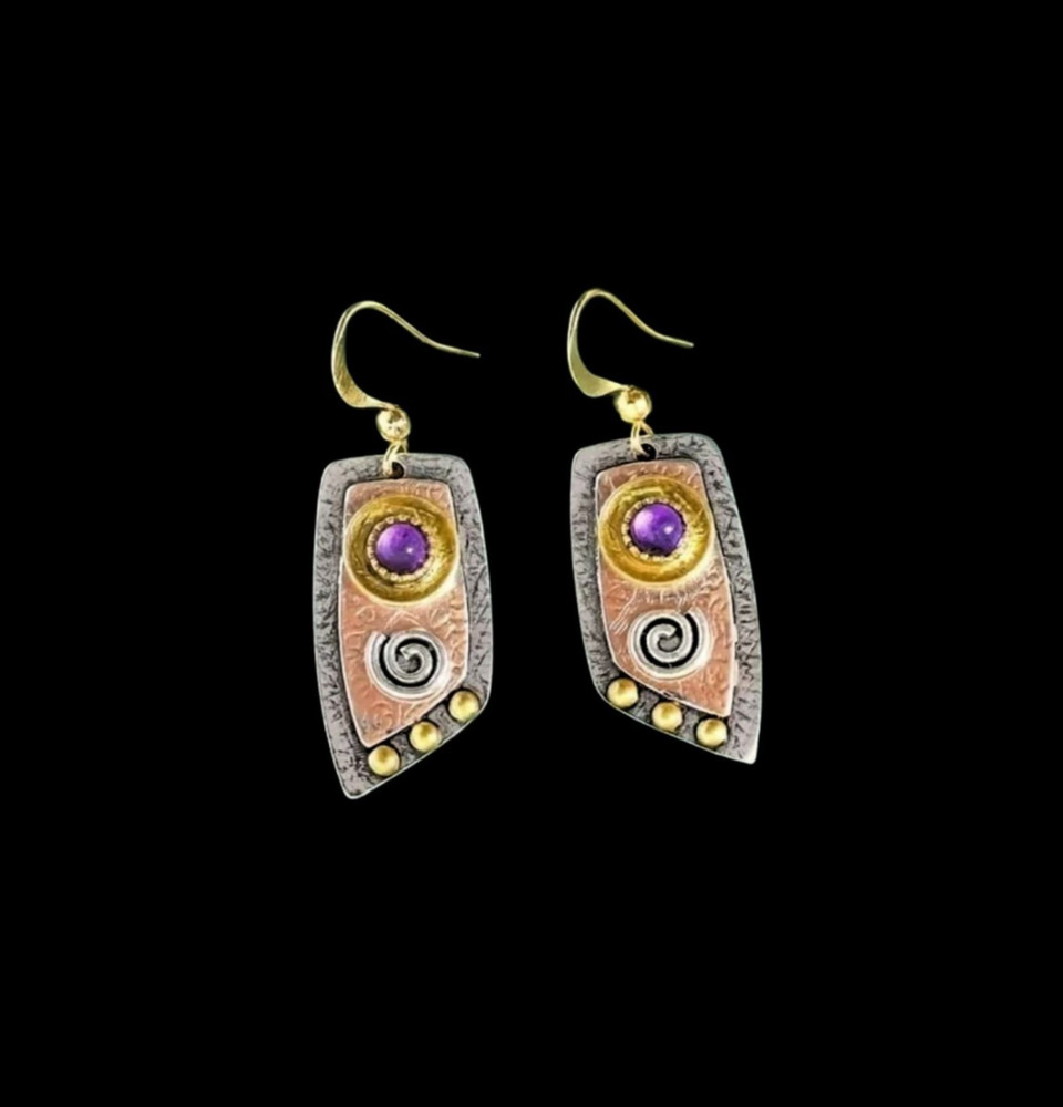 Boho Style Irregular Shaped Earrings-Gold Plated SOLID 925 Sterling Silver Wires