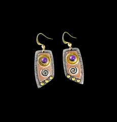 Boho Style Irregular Shaped Earrings-Gold Plated SOLID 925 Sterling Silver Wires