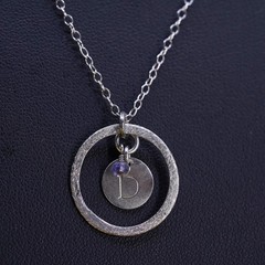18″, Sterling silver necklace, 925 flatten circle chain w/ round tag pendant D