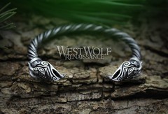 Silver Viking Phoenix Torc / Bracelet — Norse/Jewelry/Celtic/Dragon/Eagle/Bird