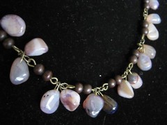Brass Wired Tumbled AMETRINE & Other Hard Stone Quartz Healing Crystal Necklace