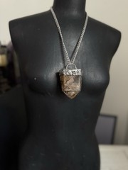 Garden Quartz Lodolite Crystal Necklace Pendant Statement Jewelry Chunky Necklac