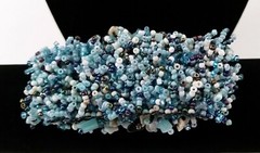 Handmade Bracelet GLASS BEADS AQUA BLUE TURQUOISE PEACOCK BEIGE JASPER 6 inch