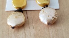 Genuine PEARL& STONE Earrings, 1.75″ long, 925 Sterling SILVER, Hand Made in USA