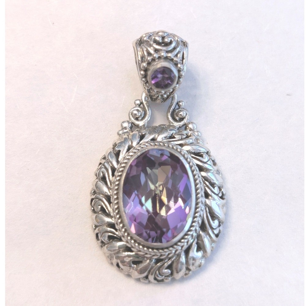 Sarda Bluejay Jazz Mystic Quartz Brazilian Amethyst Sterling Silver Pendant