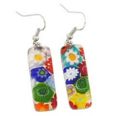 GlassOfVenice Murano Glass Millefiori Rectangular Earrings – Multicolor