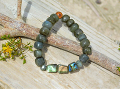Labradorite Stretch Bracelet Stone of Magic Size 7.25 in High Quality Gemstone