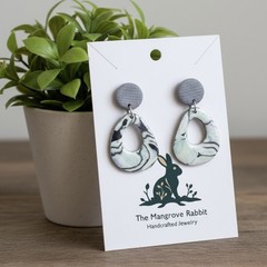 Handmade Pastel Blue Green Purple Watercolor Look Polymer Clay Dangle Earrings