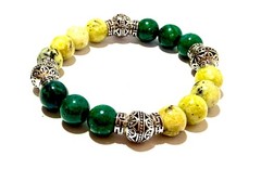 Eilat Stone, Yellow Turquoise & Sterling Silver Bali Bead 10mm Gemstone Bracelet
