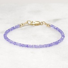 Tiny 2mm Tanzanite Bracelet, Delicate Gold Filled or Silver
